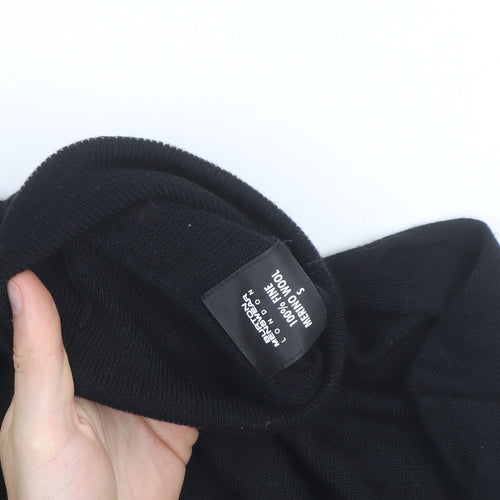 Benetton Men's Black Merino Wool Roll Neck Jumper Size S