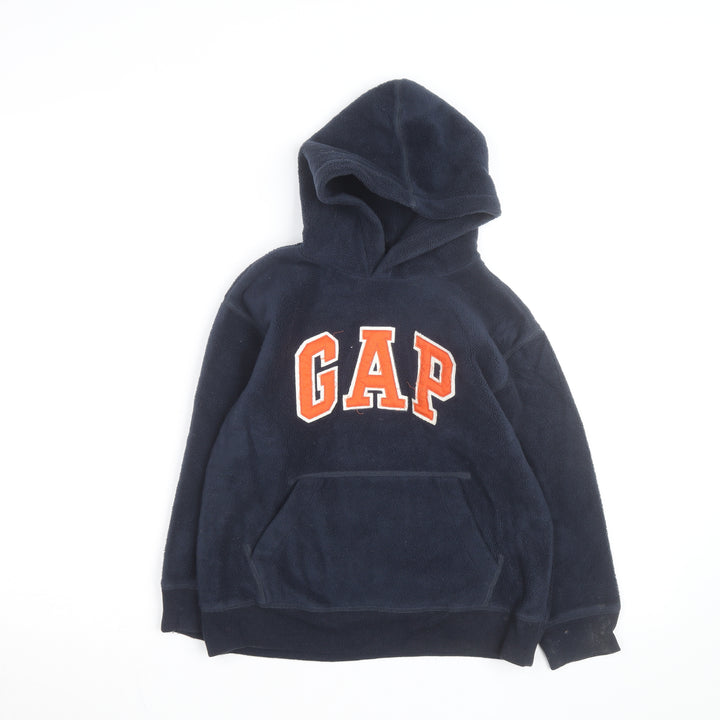 GAP Boys Navy Fleece Pullover Hoodie 6-7 Years Logo Print Warm Winter Top