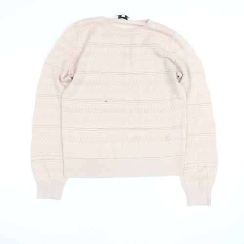 Warehouse Women Beige Cotton Knit Jumper Size 10