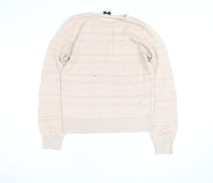 Warehouse Women Beige Cotton Knit Jumper Size 10