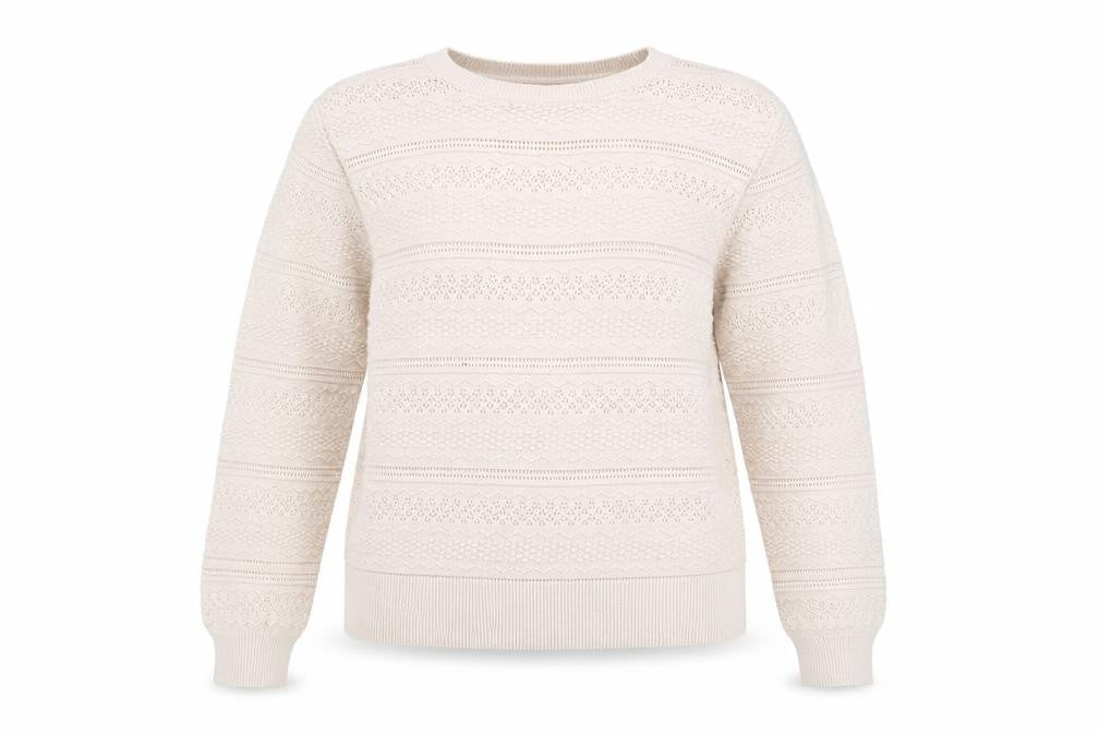 Front view of Warehouse Women Beige Cotton Knit Jumper, size 10