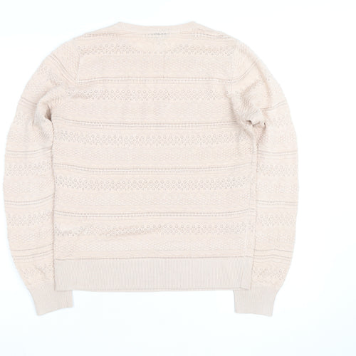 Warehouse Women Beige Cotton Knit Jumper Size 10