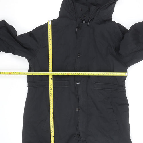 Superdry Mens Black Parka Jacket 2XL Hooded Lined Winter Coat
