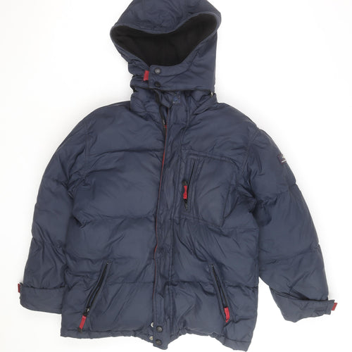 GAP Mens Blue Hooded Puffer Jacket Size L Warm Winter Coat