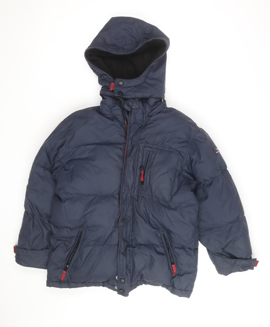 GAP Mens Blue Hooded Puffer Jacket Size L Warm Winter Coat