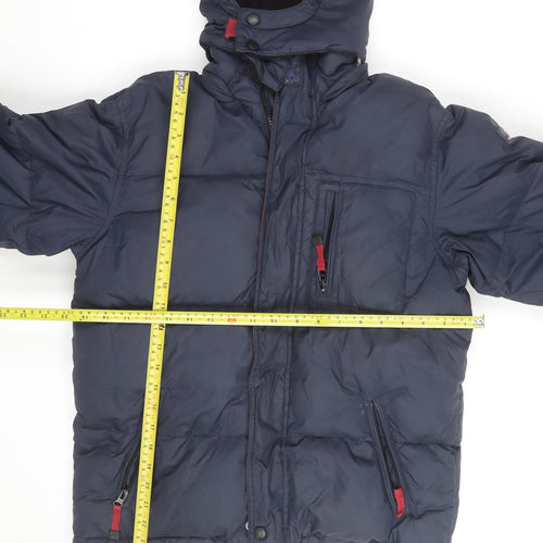 GAP Mens Blue Hooded Puffer Jacket Size L Warm Winter Coat