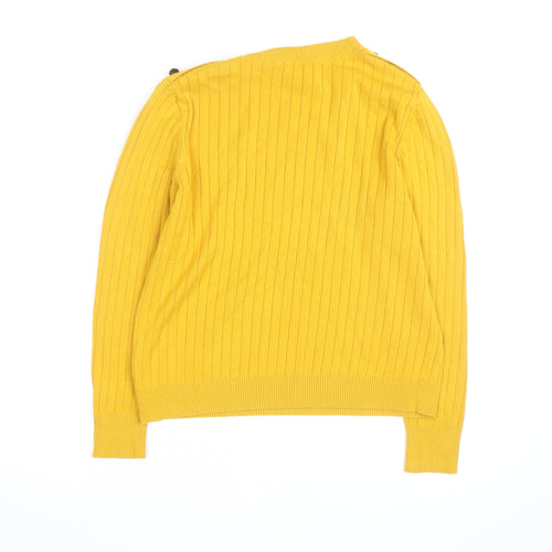 Marks and Spencer Women Yellow Ribbed Crew Neck Pullover Jumper Size 10