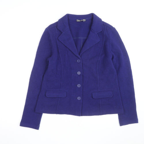 Laura Ashley Womens Purple Wool Cardigan UK 12 Button Up Classic Fit
