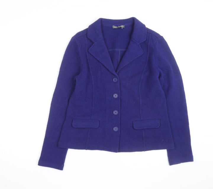 Laura Ashley Womens Purple Wool Cardigan UK 12 Button Up Classic Fit