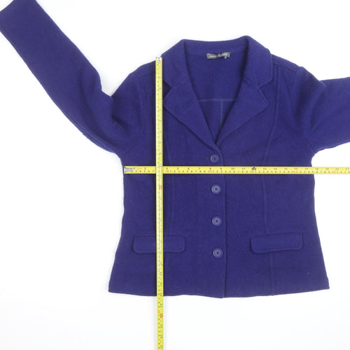 Laura Ashley Womens Purple Wool Cardigan UK 12 Button Up Classic Fit