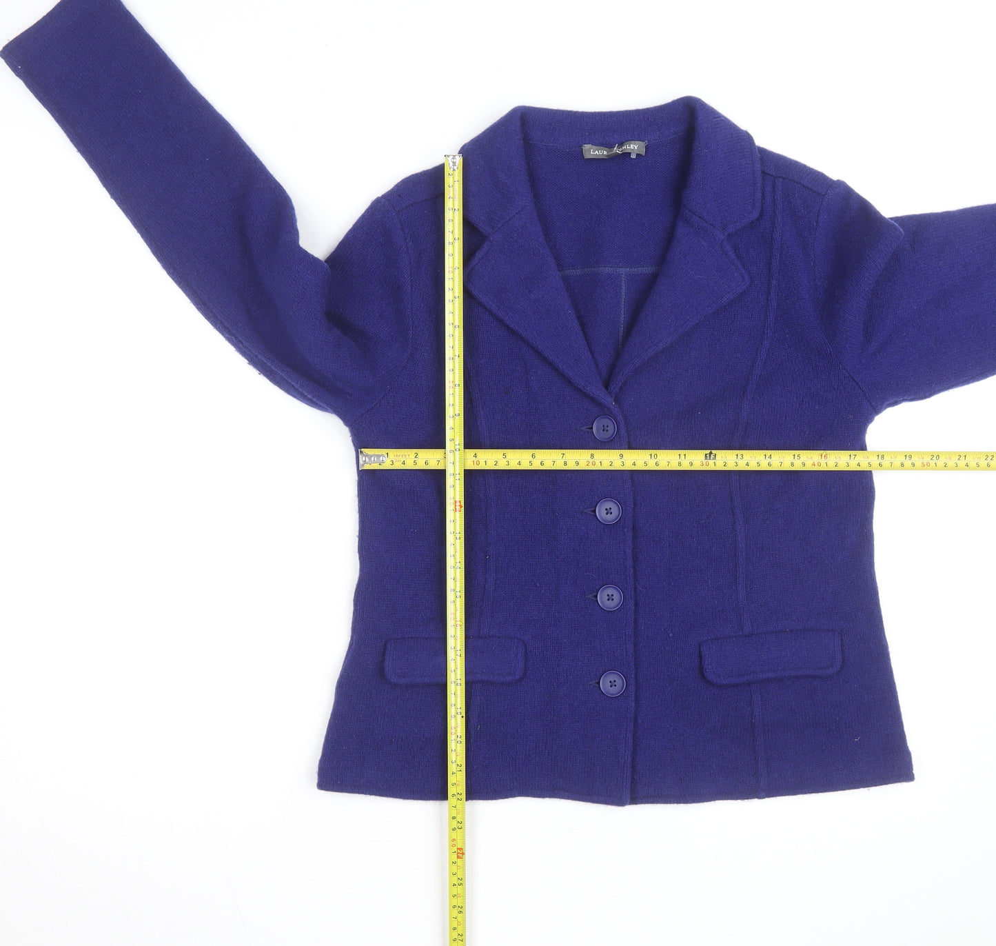 Laura Ashley Womens Purple Wool Cardigan UK 12 Button Up Classic Fit