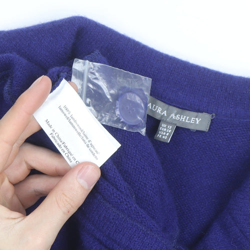 Laura Ashley Womens Purple Wool Cardigan UK 12 Button Up Classic Fit