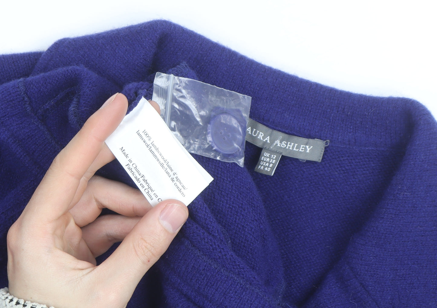 Laura Ashley Womens Purple Wool Cardigan UK 12 Button Up Classic Fit