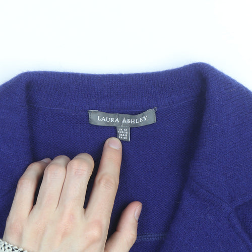 Laura Ashley Womens Purple Wool Cardigan UK 12 Button Up Classic Fit