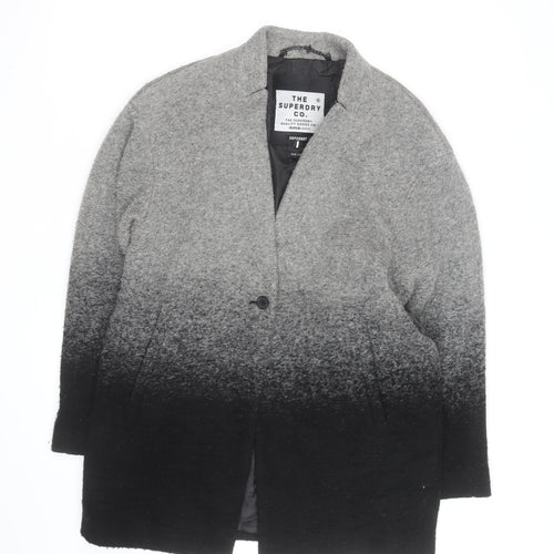 Superdry Men's Grey Ombre Wool Blend Mid-Length Overcoat Size L