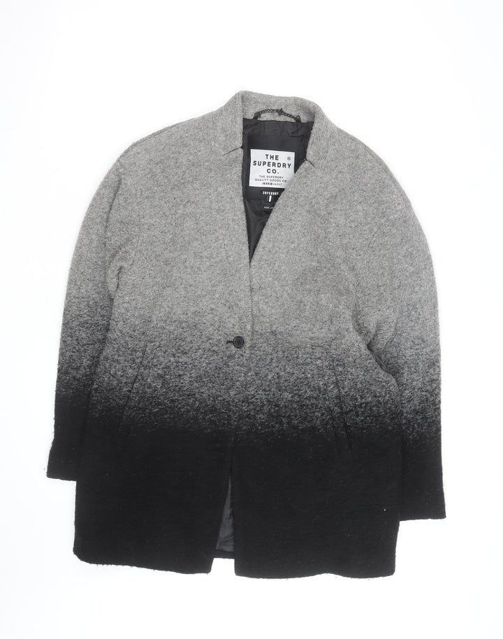 Superdry Men's Grey Ombre Wool Blend Mid-Length Overcoat Size L