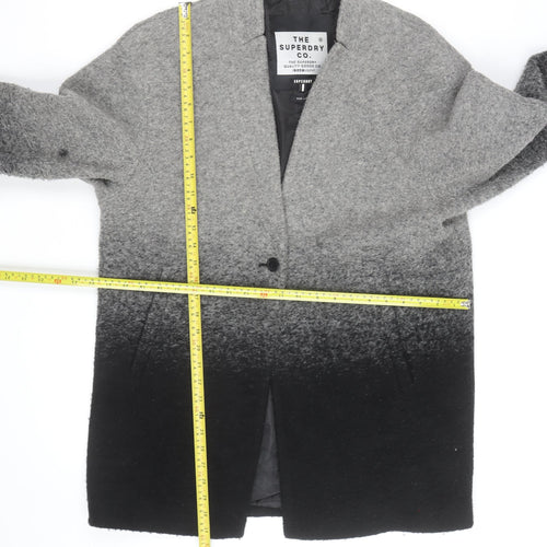 Superdry Men's Grey Ombre Wool Blend Mid-Length Overcoat Size L