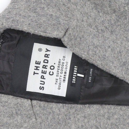 Superdry Men's Grey Ombre Wool Blend Mid-Length Overcoat Size L