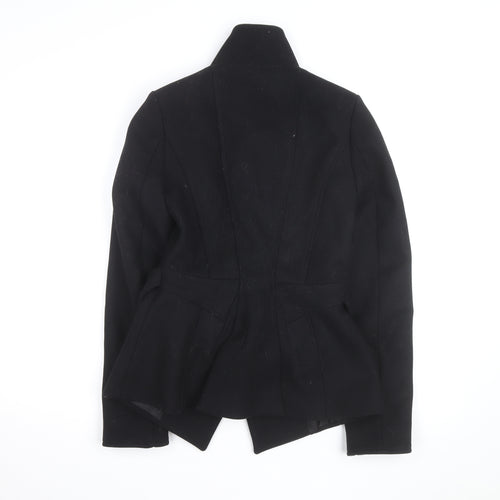 Reiss Womens Black Wool Belted Overcoat XS Slim Fit Autumn Winter