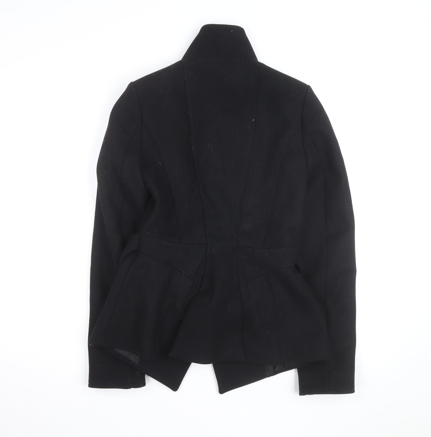 Reiss Womens Black Wool Belted Overcoat XS Slim Fit Autumn Winter