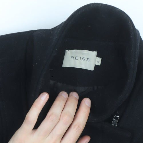 Reiss Womens Black Wool Belted Overcoat XS Slim Fit Autumn Winter
