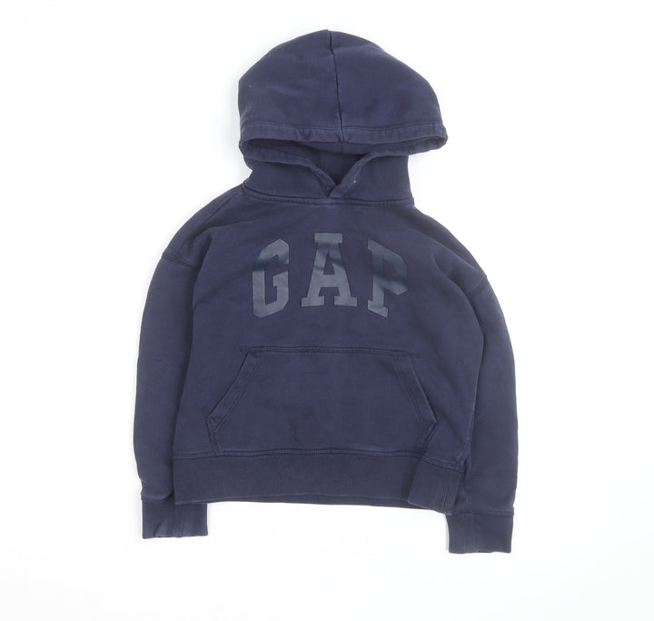 GAP Boys Navy Blue Pullover Hoodie 6-7 Years Cotton Blend Logo Design