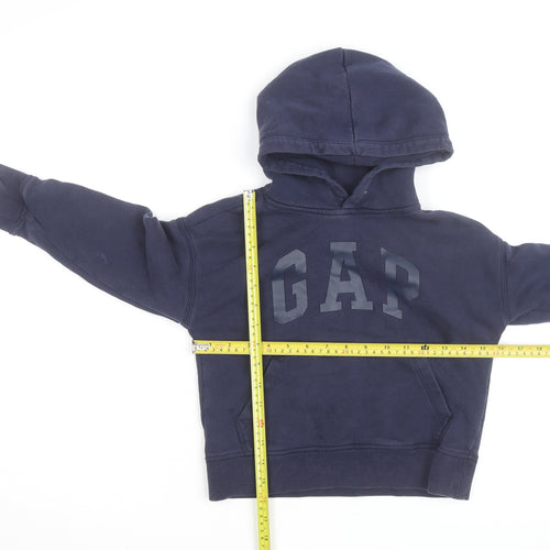 GAP Boys Navy Blue Pullover Hoodie 6-7 Years Cotton Blend Logo Design