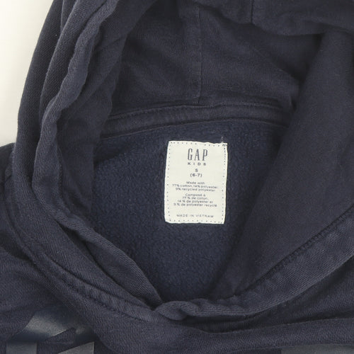 GAP Boys Navy Blue Pullover Hoodie 6-7 Years Cotton Blend Logo Design