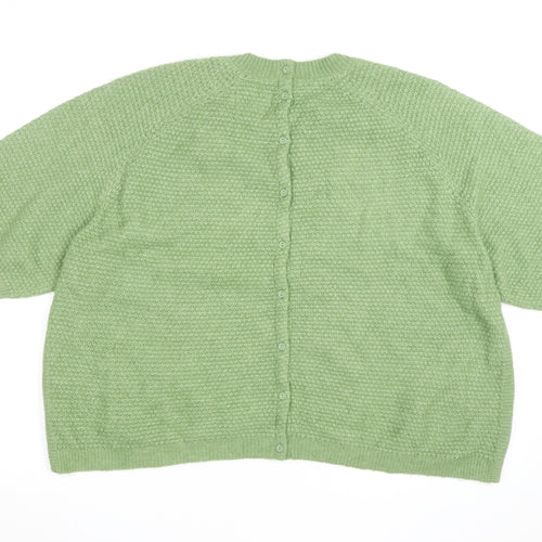 FatFace Women's Green Cotton Knit Button Cardigan Size 18