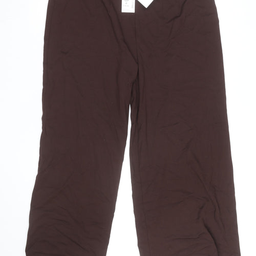 Marks and Spencer Women Brown Size 18 Wide-Leg Stretch Jersey Trousers