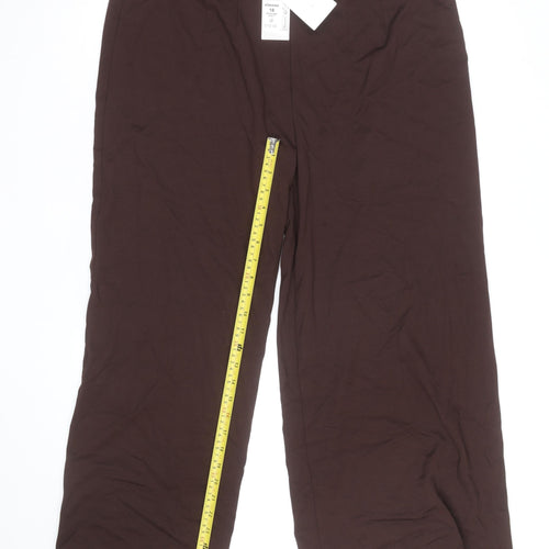 Marks and Spencer Women Brown Size 18 Wide-Leg Stretch Jersey Trousers