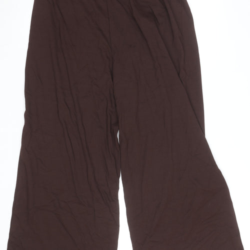 Marks and Spencer Women Brown Size 18 Wide-Leg Stretch Jersey Trousers