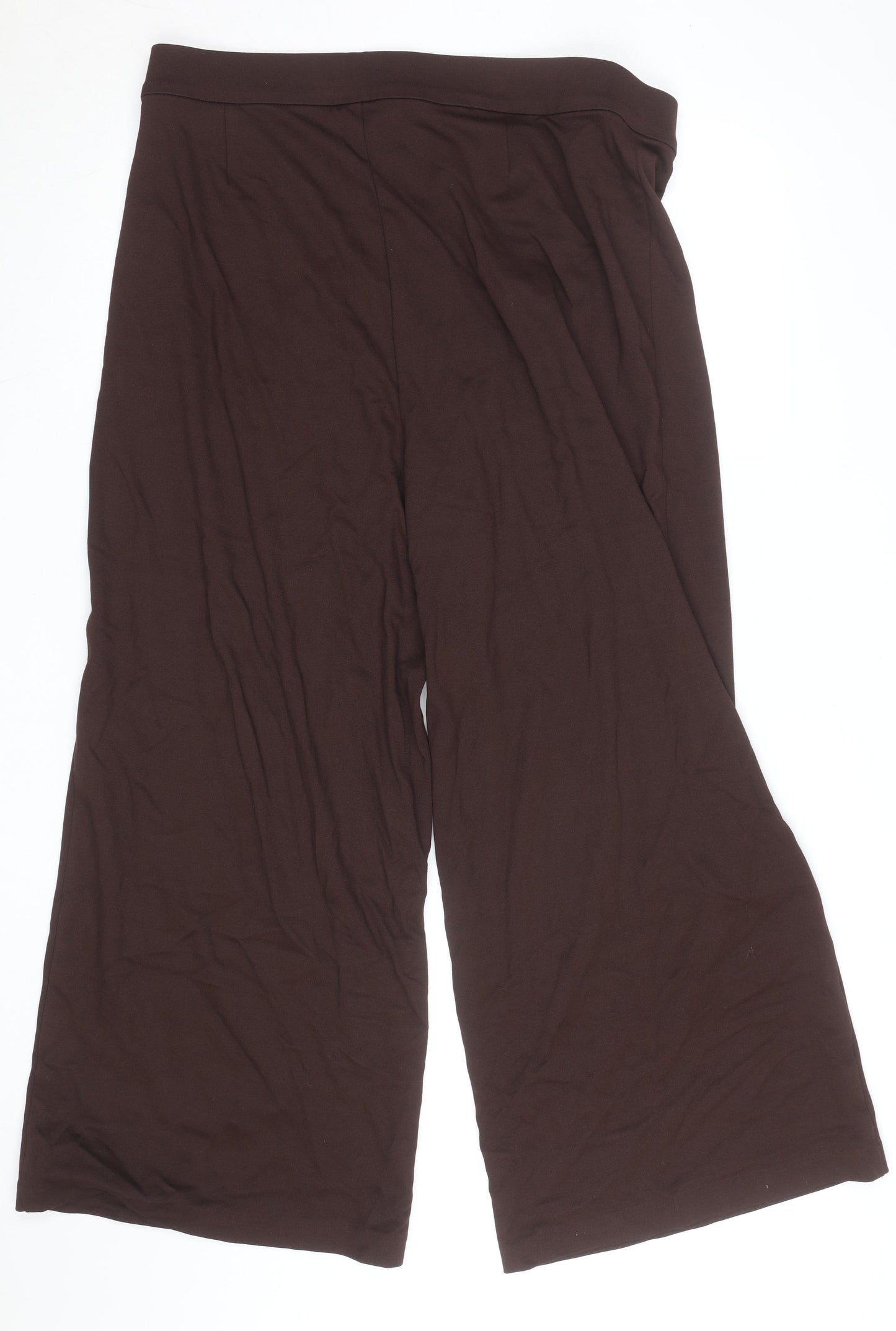 Marks and Spencer Women Brown Size 18 Wide-Leg Stretch Jersey Trousers