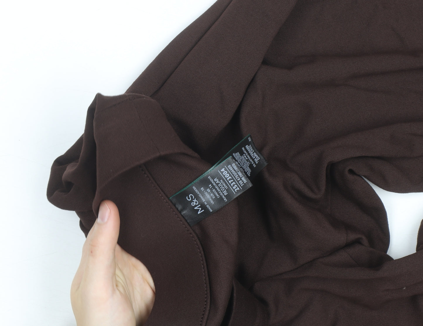 Marks and Spencer Women Brown Size 18 Wide-Leg Stretch Jersey Trousers