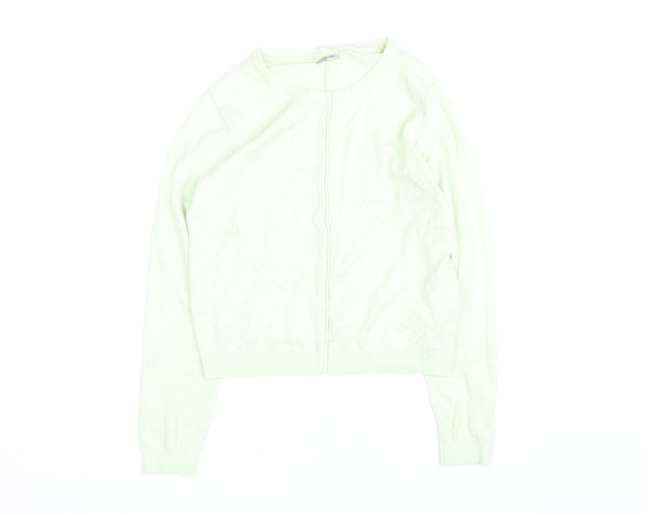 Jigsaw Women's Green Cotton Crew Neck Cardigan Size S
