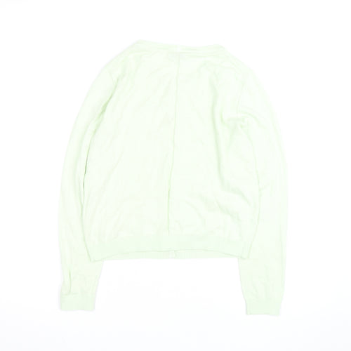 Jigsaw Women's Green Cotton Crew Neck Cardigan Size S