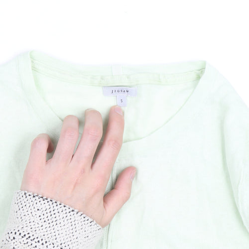 Jigsaw Women's Green Cotton Crew Neck Cardigan Size S