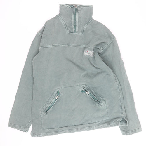 Weird Fish Men’s Green 1/4 Zip Cotton Pullover Sweatshirt M
