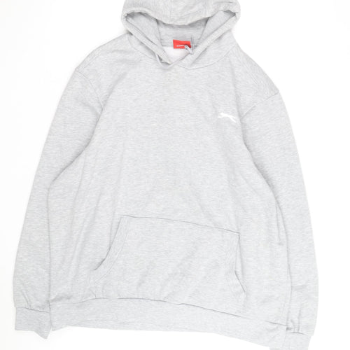 Slazenger Men's Grey 2XL Pullover Hoodie with Logo and Pocket