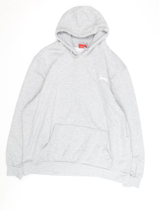 Slazenger Men's Grey 2XL Pullover Hoodie with Logo and Pocket