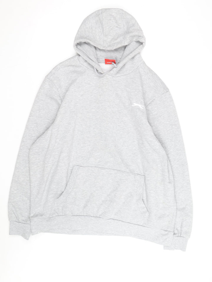 Slazenger Men's Grey 2XL Pullover Hoodie with Logo and Pocket