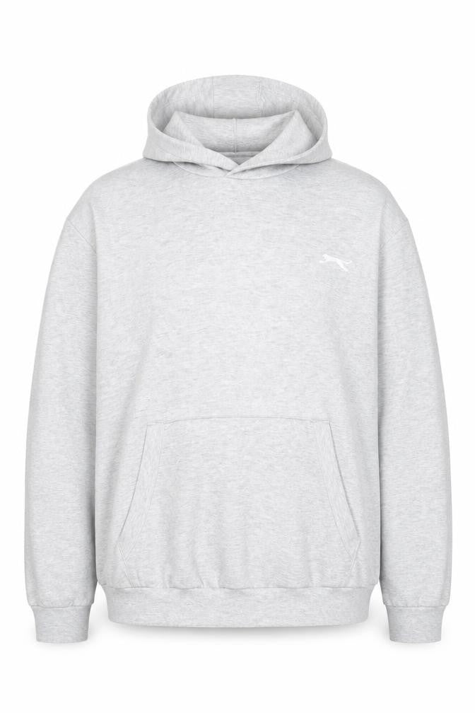 Front view of Slazenger Men's Grey 2XL Pullover Hoodie with Logo and Pocket
