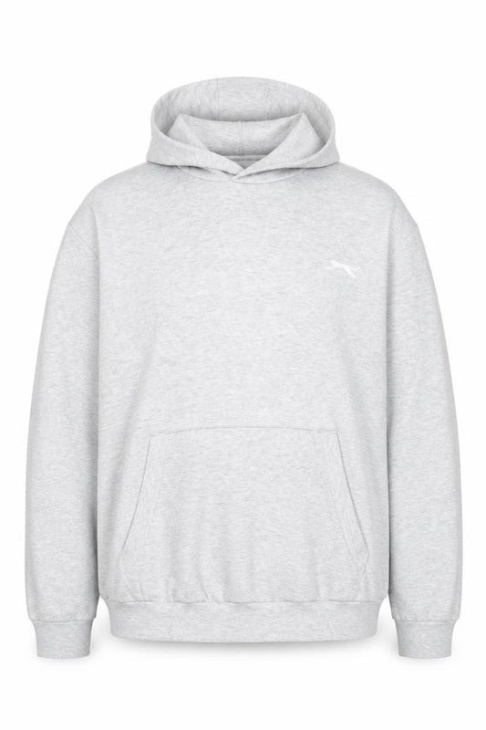 Front view of Slazenger Men's Grey 2XL Pullover Hoodie with Logo and Pocket