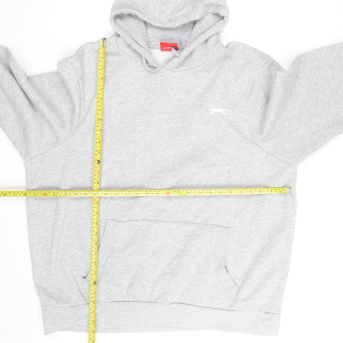Slazenger Men's Grey 2XL Pullover Hoodie with Logo and Pocket