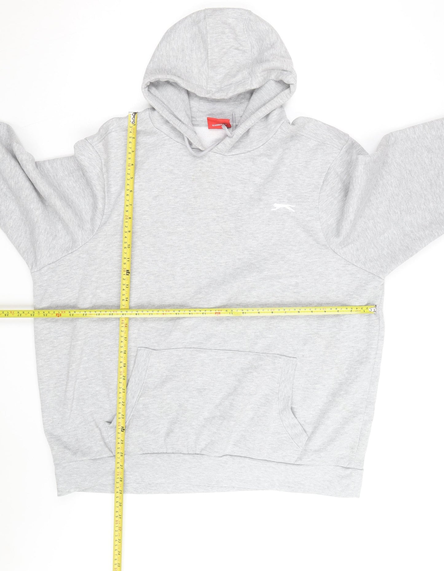 Slazenger Men's Grey 2XL Pullover Hoodie with Logo and Pocket
