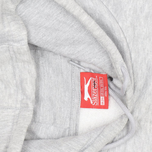 Slazenger Men's Grey 2XL Pullover Hoodie with Logo and Pocket