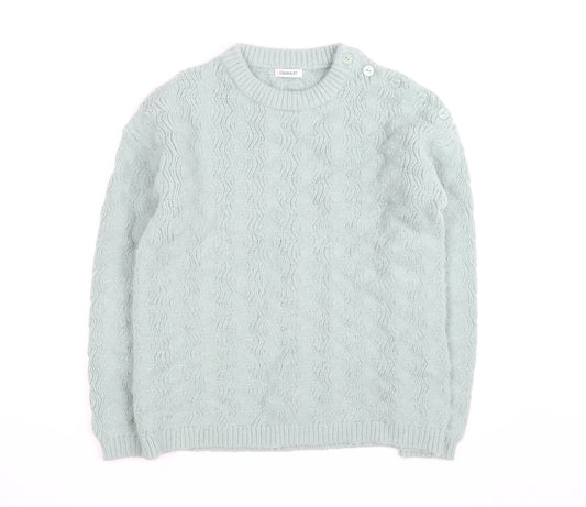 Damart Women's Mint Green Cable-Knit Crew Neck Jumper Size M
