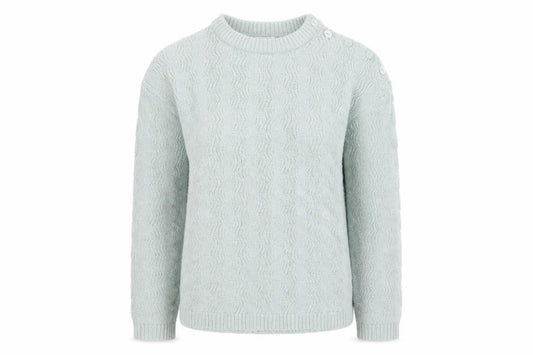 Front view of Damart Women's Mint Green Cable-Knit Crew Neck Jumper, size M