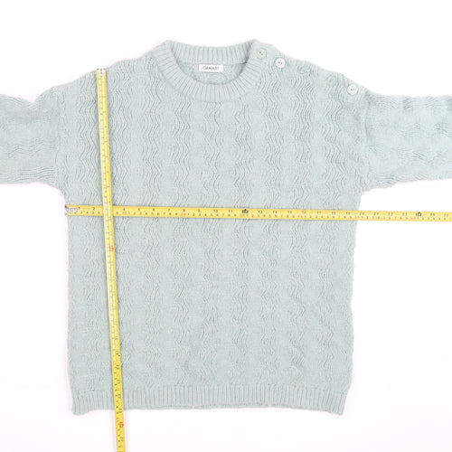 Damart Women's Mint Green Cable-Knit Crew Neck Jumper Size M