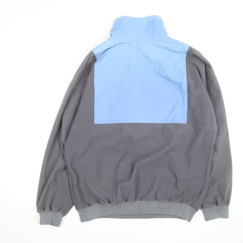 Javlin Men's Grey Blue Pullover Fleece Sweatshirt L Retro 90s